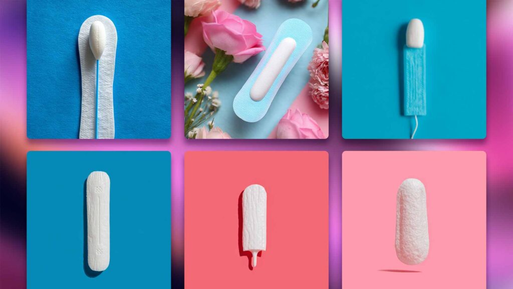 1920x1080_deaex_blog_midjourney_Tampon_output_2025 Tampon-Promptvariationen von deaex, KI-generierte Hygieneprodukte in Pink und Blau mit Midjourney 2025.