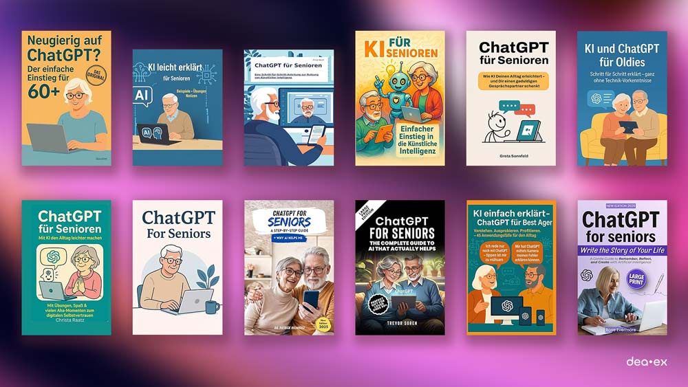Übersicht von diversen Büchern zum Thema ChatGPT für Senioren auf Amazon
