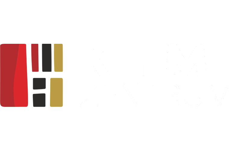 Brand logo featuring a red rounded vertical bar and a grid of black and gold blocks, with the text 'KIM ZENRUM' to the right.